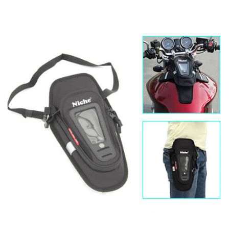 Velkoobchodní malá magnetická taška na nádrž, páska na pas - Malá magnetická taška na nádrž pro motocykl s průhledným oknem pro chytrý telefon, třemi skládacími křídly, přeměnitelná na páska na pas